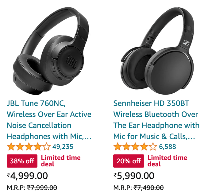 Active Noise cancellation Over the Ears Headphones
